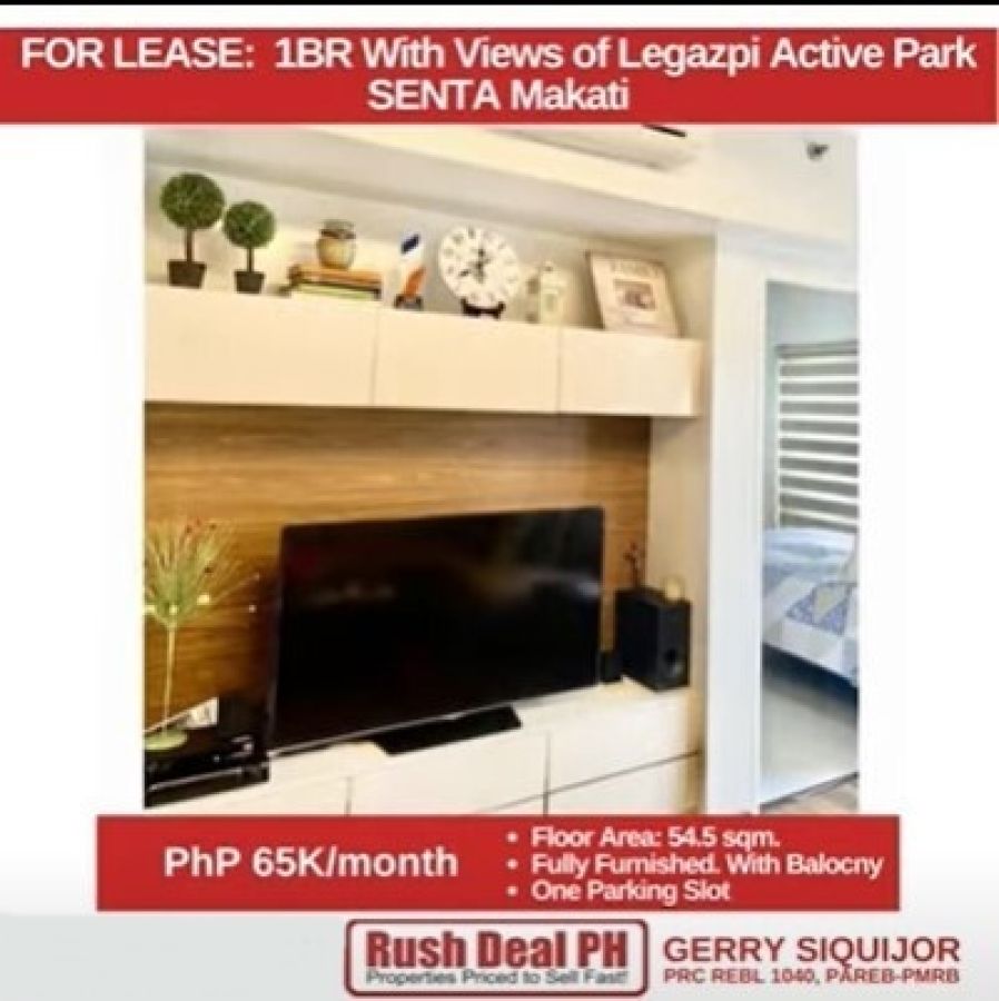 "SENTA by Alveo, 1 BR with Views of Legazpi Park."04