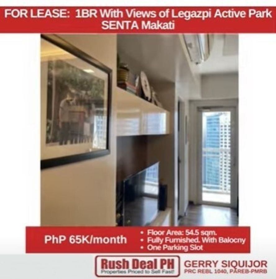 "SENTA by Alveo, 1 BR with Views of Legazpi Park."05