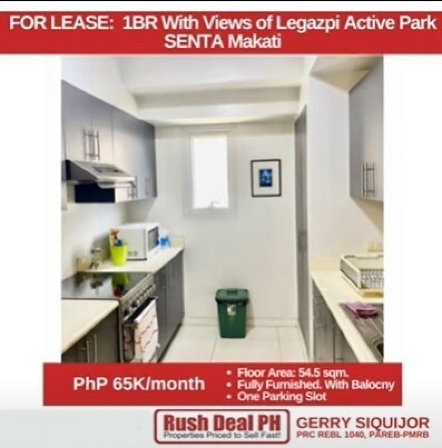 "SENTA by Alveo, 1 BR with Views of Legazpi Park."06