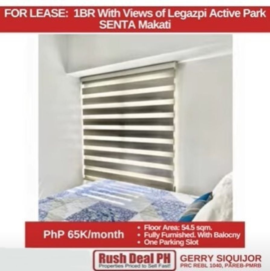 "SENTA by Alveo, 1 BR with Views of Legazpi Park."07