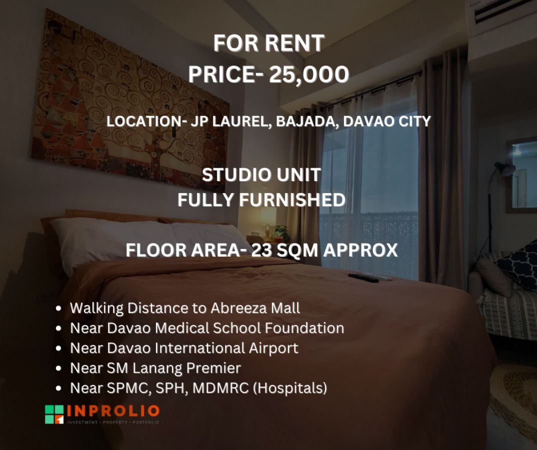 "Studio Unit Inspiria Condominium (Near Abreeza) Bajada, JP Laurel, Davao City"03