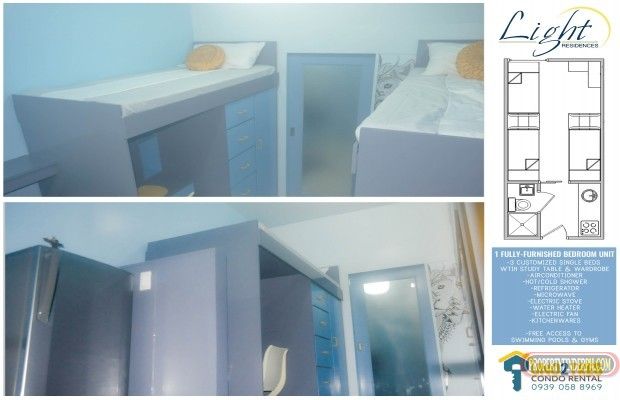 Condo Unit for Rent beside MRT Boni Station good for 3 personsLight R04