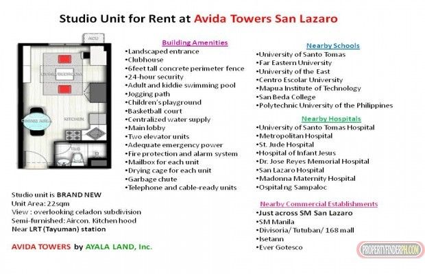 AVIDA STUDIO UNIT SEMI-FURNISHED near UST just across SM San Lazaro Ma04