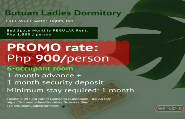 "Bed Space in Ladies Dormitory For Rent, Butuan City"01